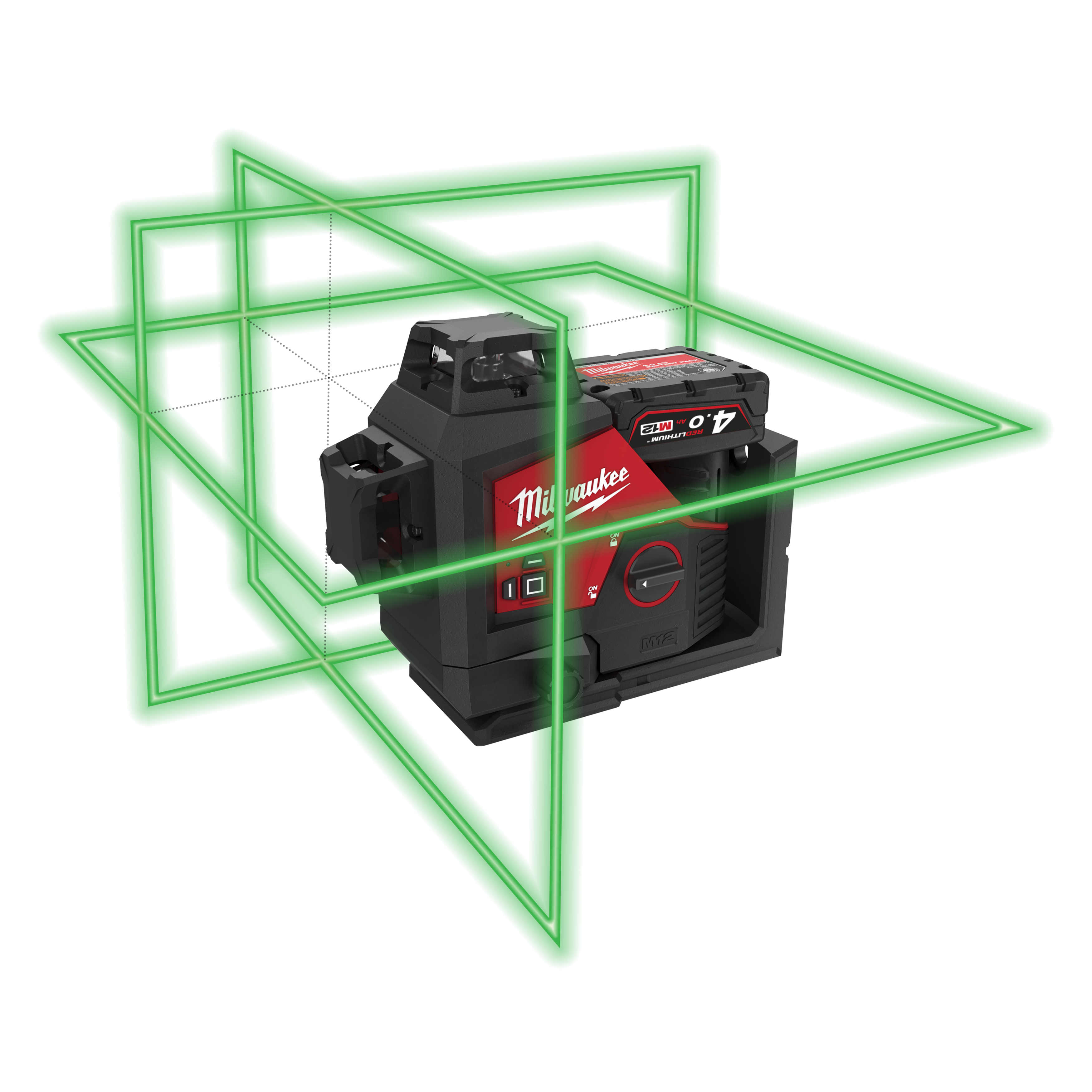 M12™ driedimensionale laser met 3 groene 360° laser cirkels 