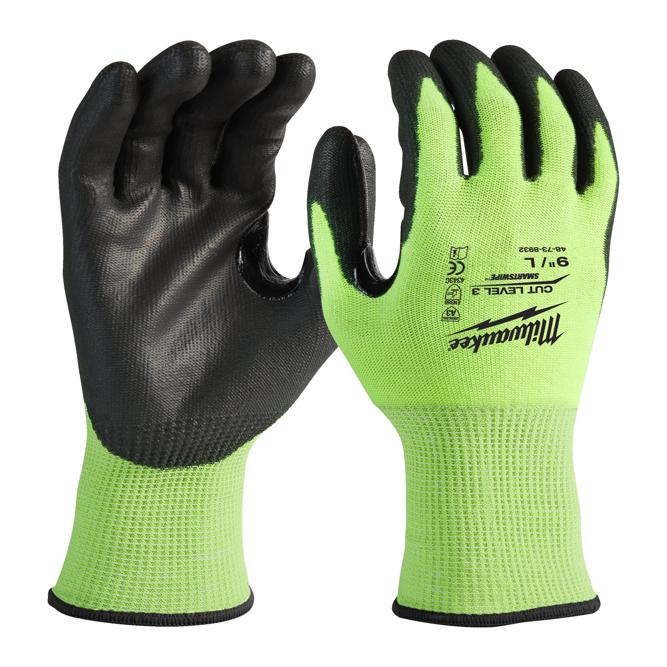 Milwaukee Bulk Hi-Vis Cut C Gloves - 9/L 144pc Level 3/C Dipped 4932479021
