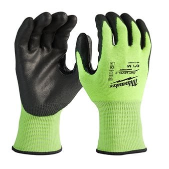Hi-vis cut level 3/C dipped gloves