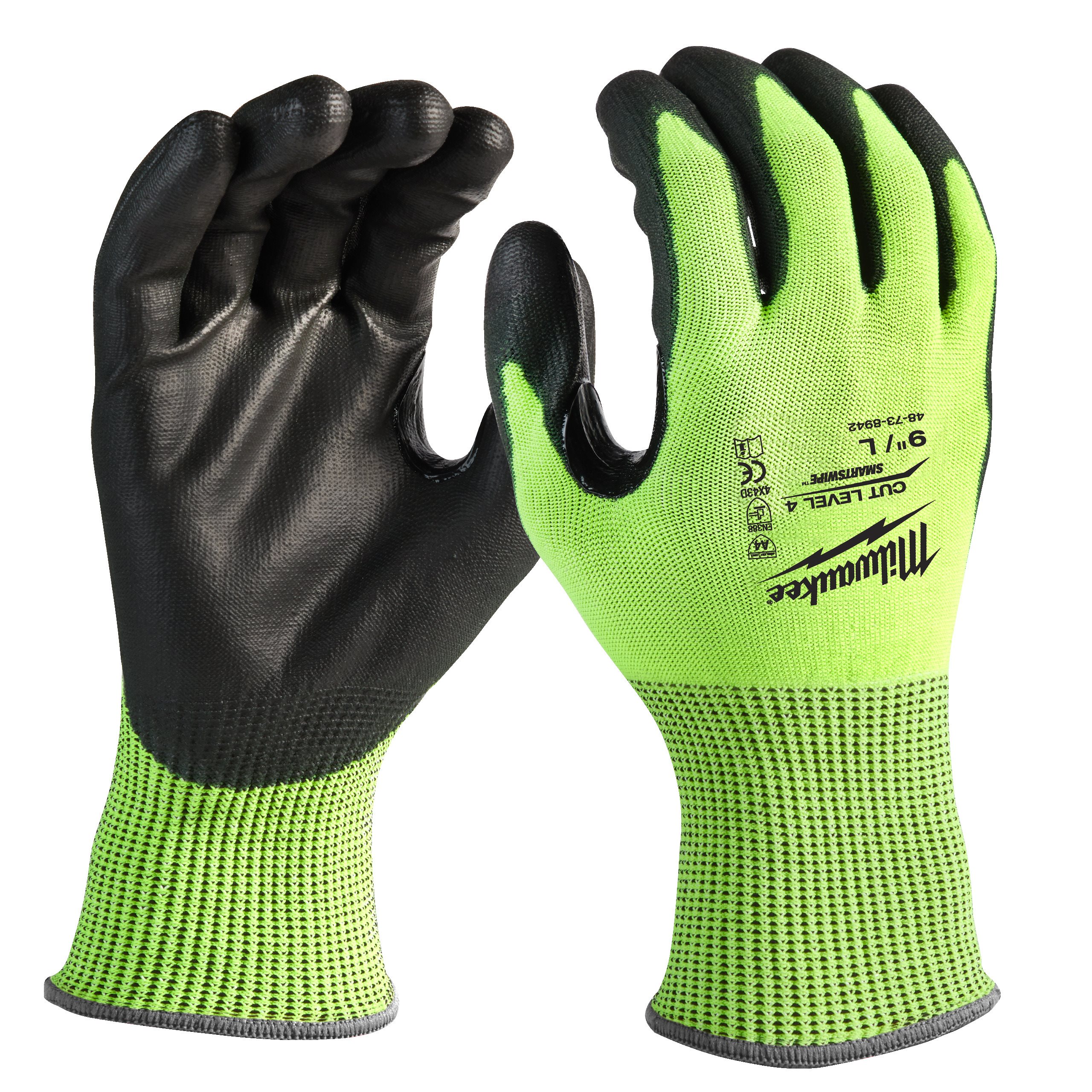 Milwaukee Hi-Vis Cut D Gloves - 10/XL 1pc 4932479929