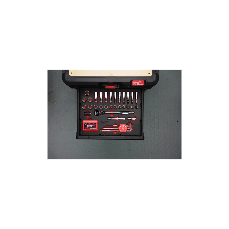 Milwaukee Packout pěnová vložka 1/2“ s ráčnou, imbus, bity - 70 ks