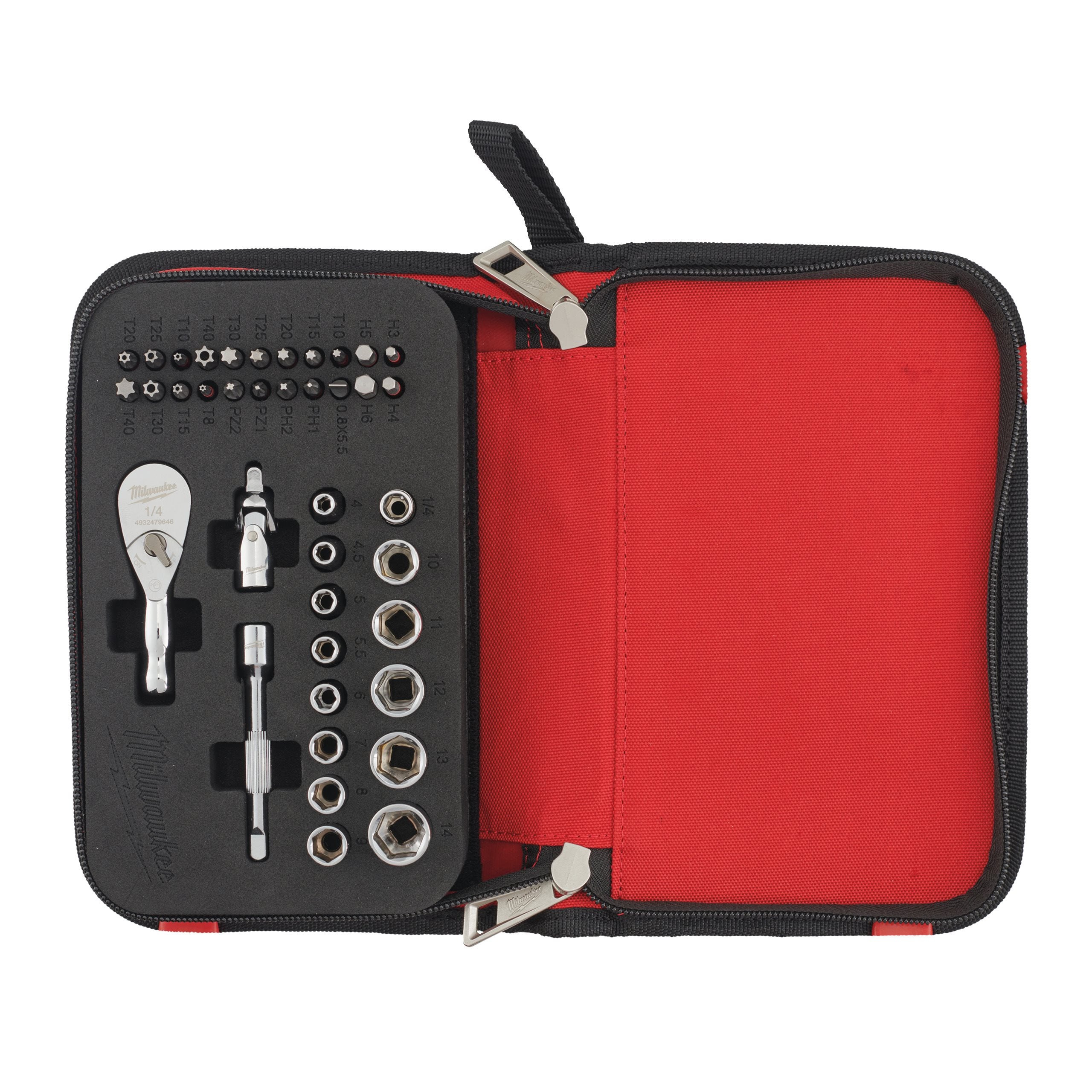 Milwaukee Juego compacto de carraca de ¼″ con accesorios · 4932492672