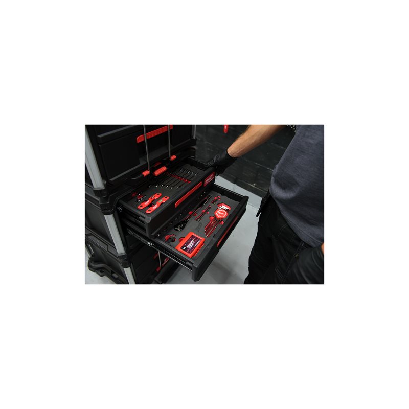 Milwaukee Sada 38ks PACKOUT 3/8 gola sada a ráč.kliče v pěnové vložky do šuplíků