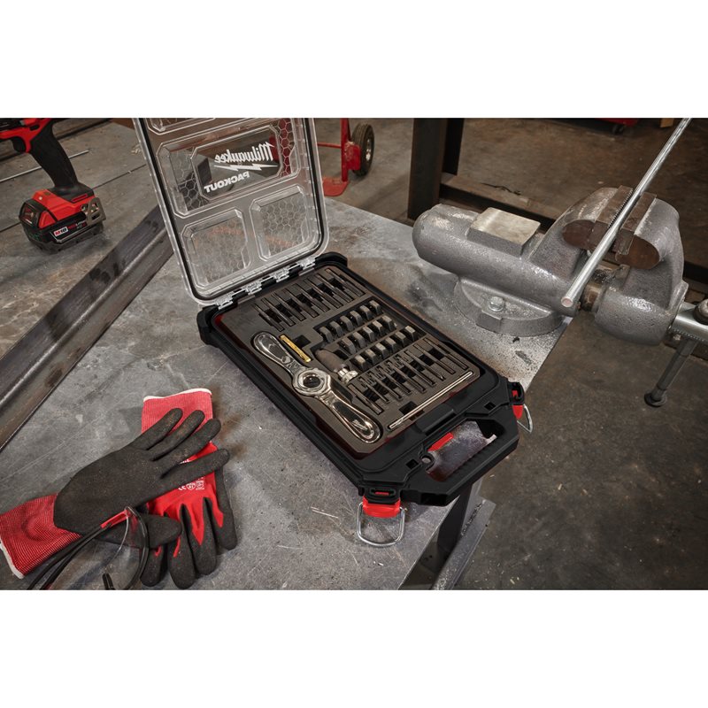 Milwaukee 38ks PACKOUT sada metrických závitníků a oček Hex-LOK s vratidlem 2v1
