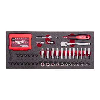 ¼″ Ratchet and bit socket set foam insert 76pc