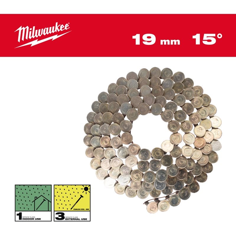 Milwaukee Hřebíky 15° ve svitku 3,05x19 mm /RS/G - ks 2880 (vhodné pro M18 FRCN45)