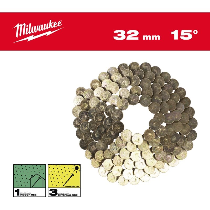 Milwaukee Hřebíky 15° ve svitku 3,05x32 mm /SS/G - ks 2160 (vhodné pro M18 FRCN45)