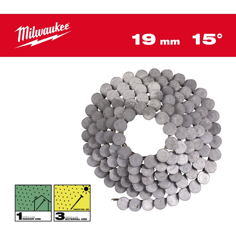 Milwaukee Hřebíky 15° ve svitku 3,05x19 mm /RS/HDG - ks 2880 (vhodné pro M18 FRCN45)