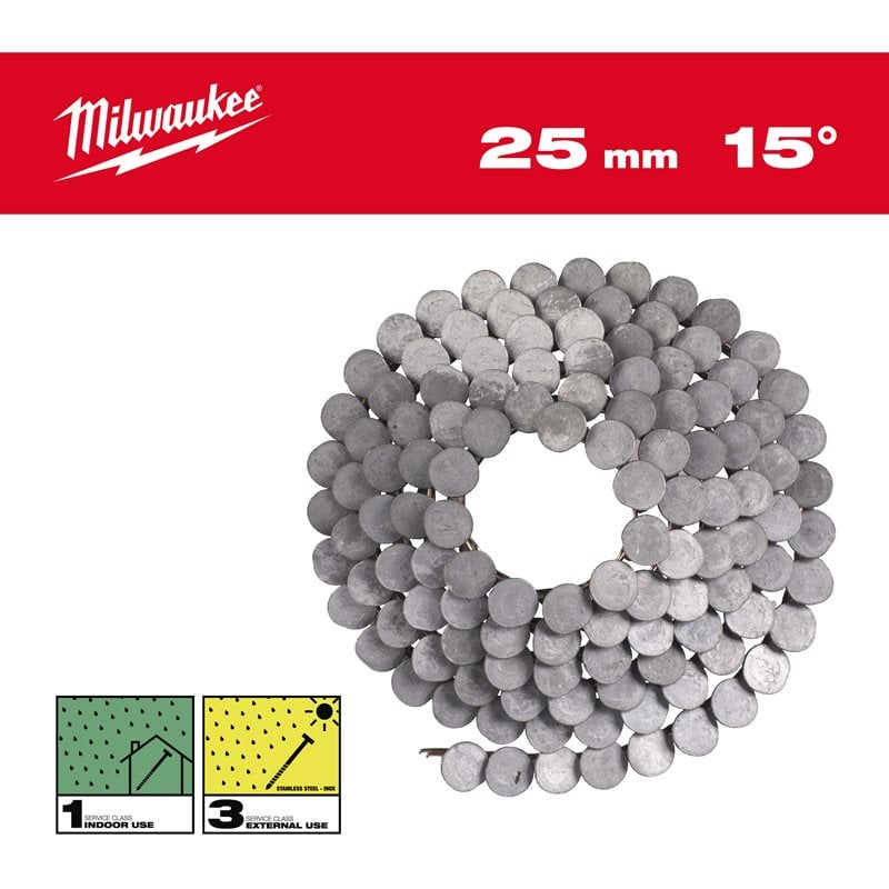 Milwaukee Hřebíky 15° ve svitku 3,05x25 mm /SS/HDG - ks 2160 (vhodné pro M18 FRCN45)