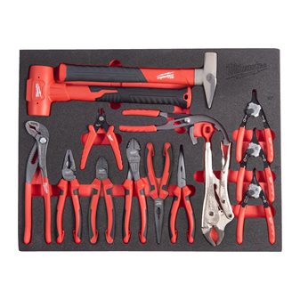 14 pc Pliers and Hammer Set Foam Insert
