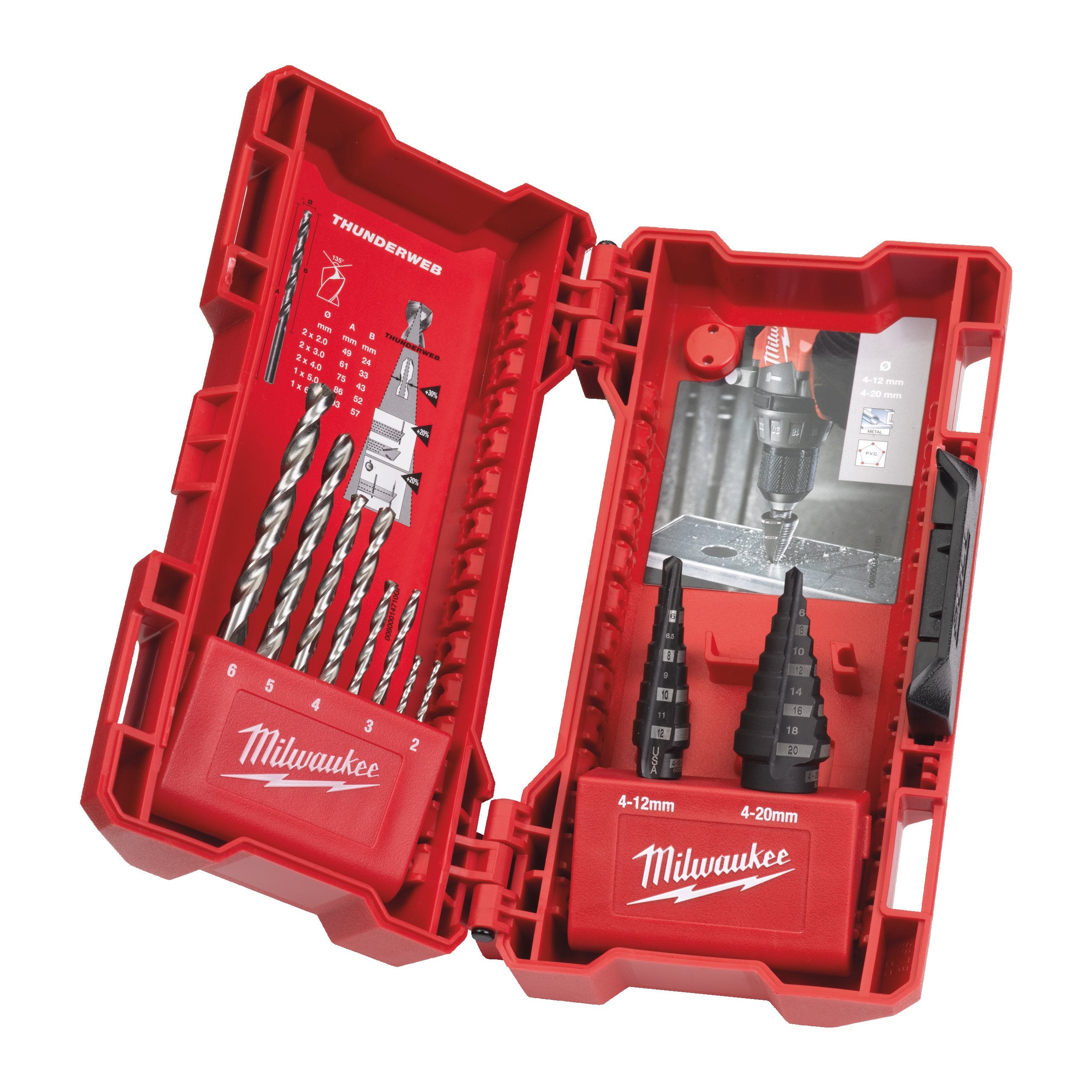 Milwaukee Step & drill bit combo set (10 pc) · 4932501119