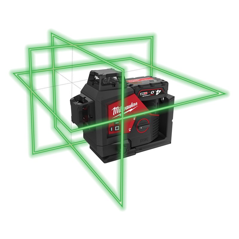 Milwaukee M12 3PLSKIT-401P laser 360° se zeleným paprskem se 3 rovinami, příslušenství