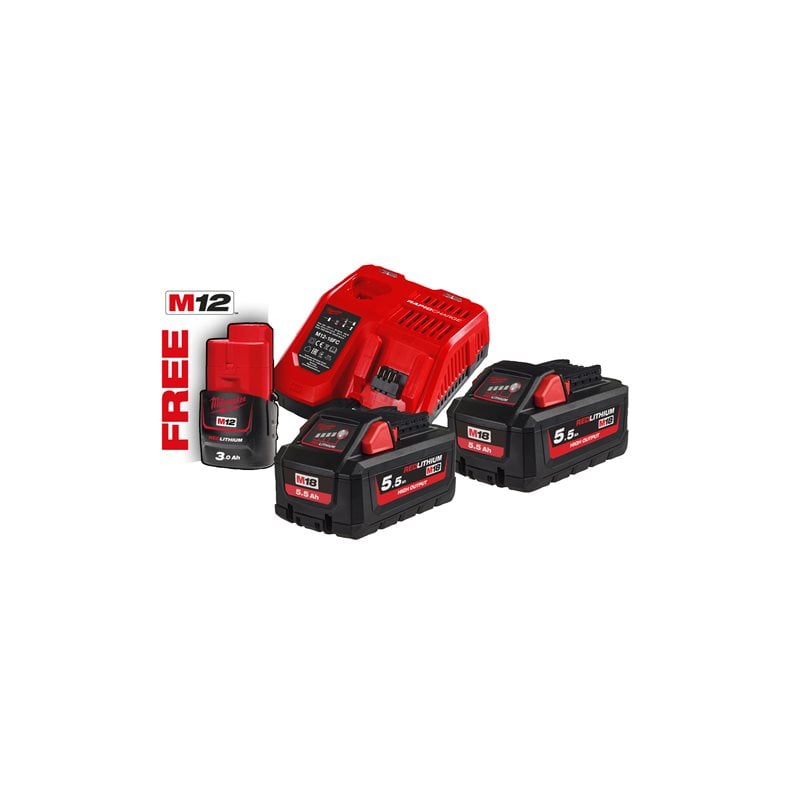 Milwaukee M18 HNRG-55  HIGH OUTPUT sada akumulátorů a nabíječky