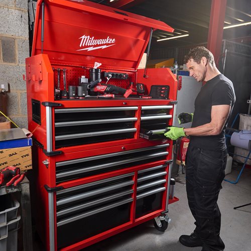 Carrello Portautensili Compatibile Milwaukee Packout, In Acciaio Al Carbonio, Con 4 Ruote E Freno